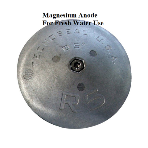 R5 Magnesium Rudder and Trim Tab Anode 5 Inch Dia Heavy Duty